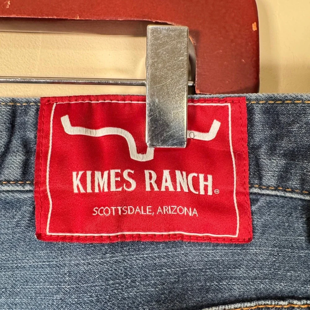 Kimes Ranch‎ Jeans Mens 36x38 Blue Cal Straight Leg Made in USA Distressed Denim
